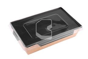 Աղցանի տարա Eco OpSalad 800մլ, կափարիչով, "Black series" GEOBOX-800, 186/215*106/126*55, սև